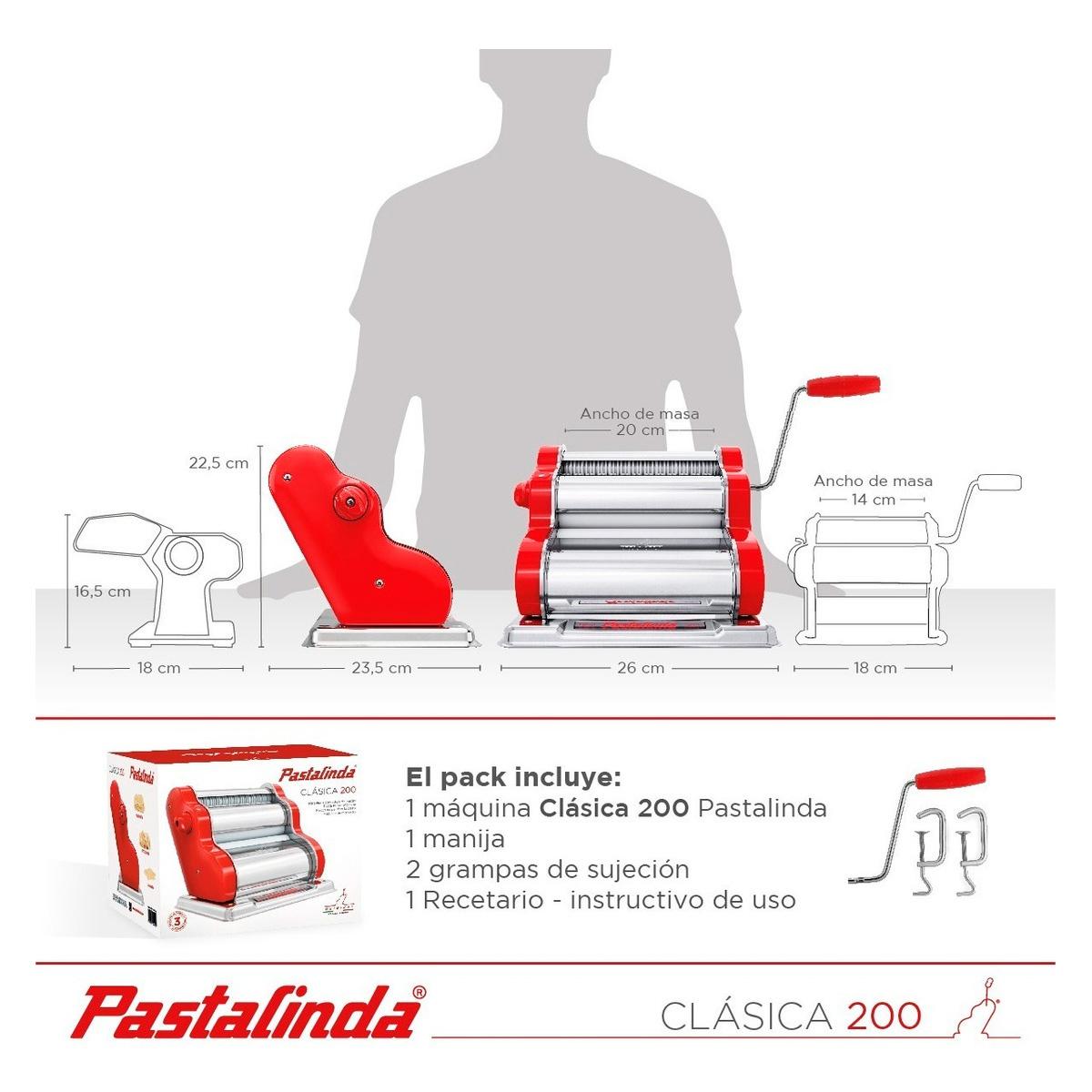 Maquina De Pastas Pastalinda Clásica 200 Roja 20Cm